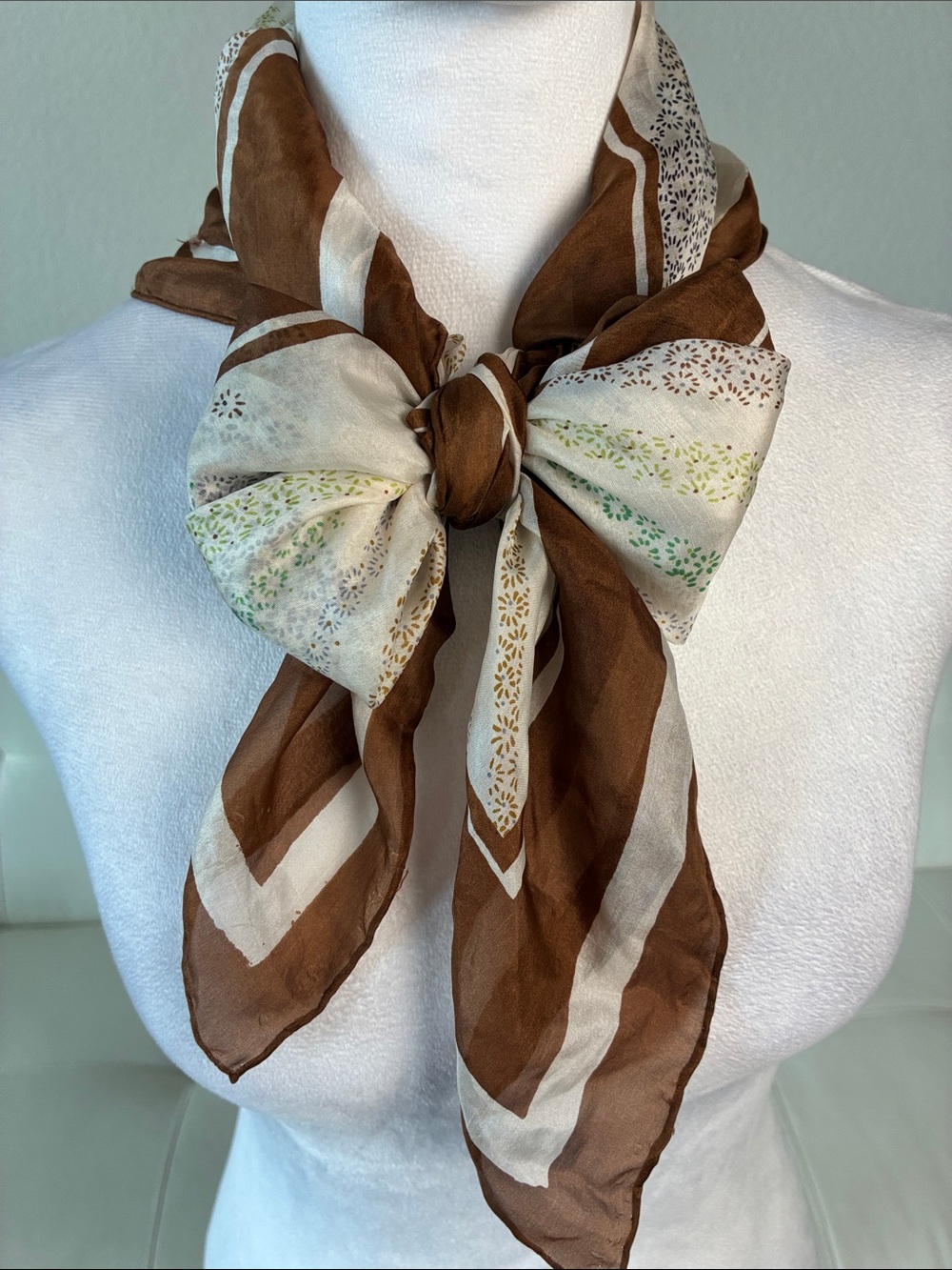 Silk Elegant Brown & Cream Women’s Fashion Scarf
